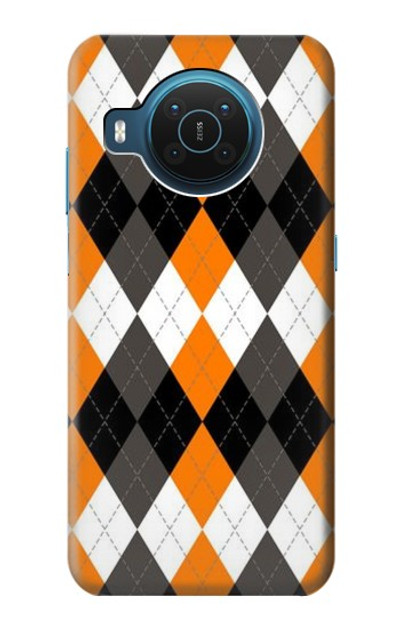 S3421 Black Orange White Argyle Plaid Case Cover Custodia per Nokia X20
