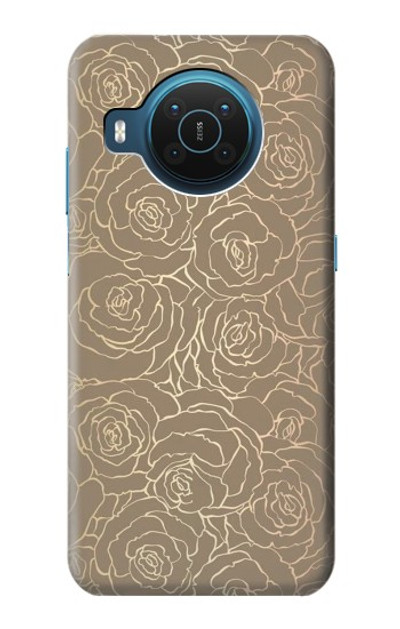 S3466 Gold Rose Pattern Case Cover Custodia per Nokia X20