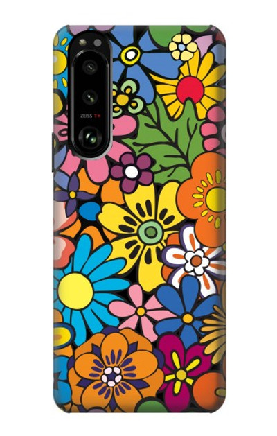 S3281 Colorful Hippie Flowers Pattern Case Cover Custodia per Sony Xperia 5 III