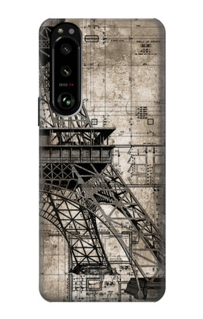 S3416 Eiffel Tower Blueprint Case Cover Custodia per Sony Xperia 5 III