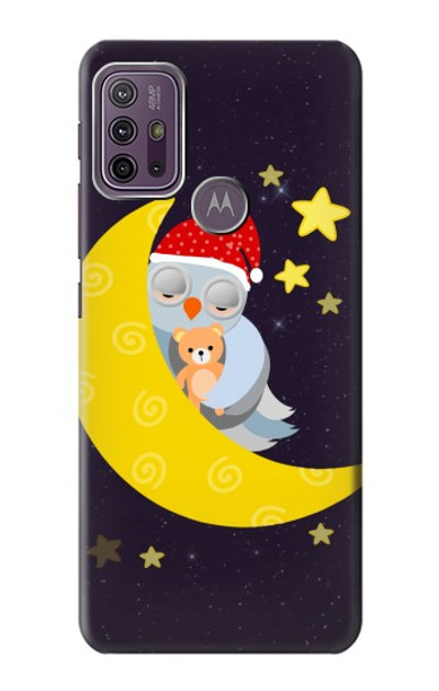 S2849 Cute Sleepy Owl Moon Night Case Cover Custodia per Motorola Moto G10 Power