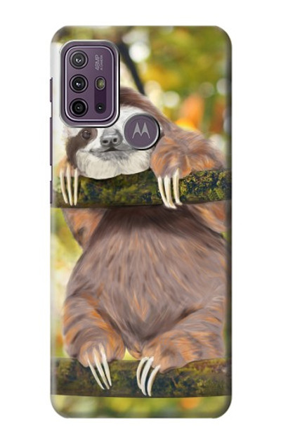 S3138 Cute Baby Sloth Paint Case Cover Custodia per Motorola Moto G10 Power