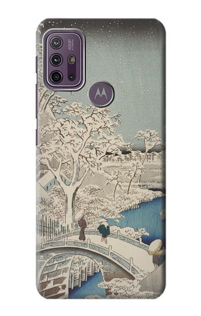 S3350 Utagawa Hiroshige Drum Bridge Yuhi Hill in Meguro Case Cover Custodia per Motorola Moto G10 Power