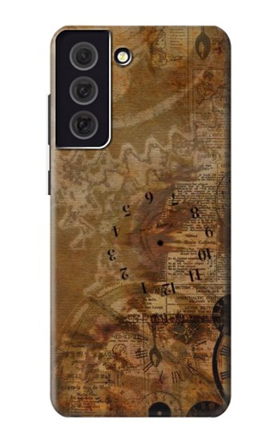 S3456 Vintage Paper Clock Steampunk Case Cover Custodia per Samsung Galaxy S21 FE 5G