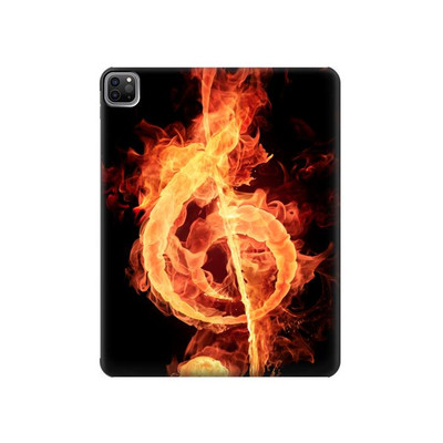 S0493 Music Note Burn Case Cover Custodia per iPad Pro 12.9 (2022, 2021, 2020, 2018), Air 13 (2024)