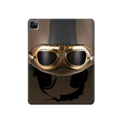 S2645 Vintage Brown Goggles Motorcycle Helmet Case Cover Custodia per iPad Pro 12.9 (2022, 2021, 2020, 2018), Air 13 (2024)