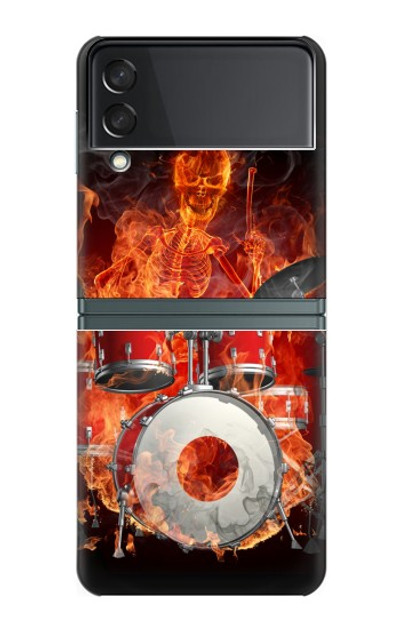 S1431 Skull Drum Fire Rock Case For Samsung Galaxy Z Flip 3 5G