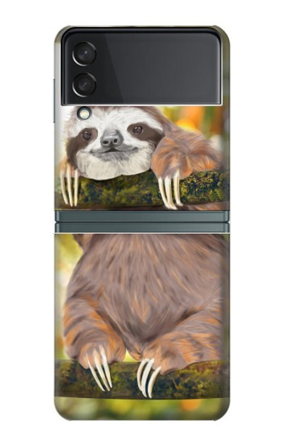 S3138 Cute Baby Sloth Paint Case For Samsung Galaxy Z Flip 3 5G