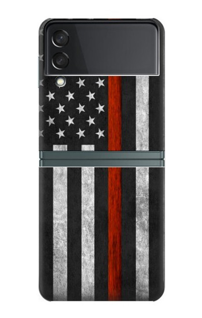 S3472 Firefighter Thin Red Line Flag Case For Samsung Galaxy Z Flip 3 5G