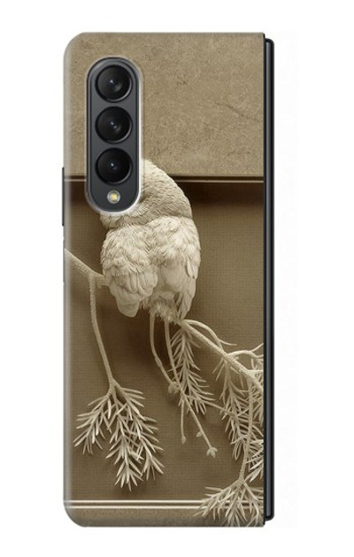 S1386 Paper Sculpture Owl Case For Samsung Galaxy Z Fold 3 5G