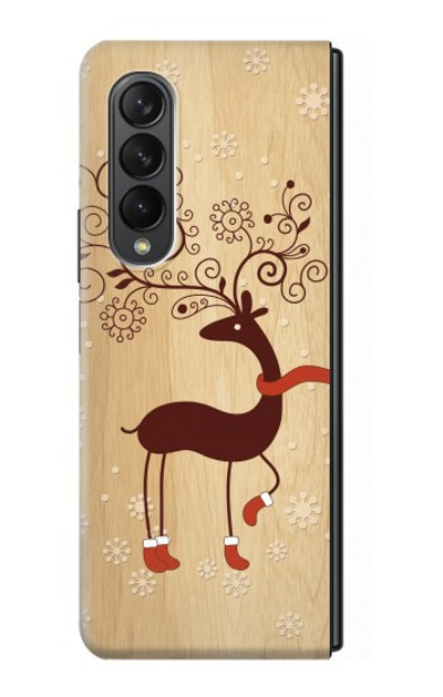 S3081 Wooden Raindeer Graphic Printed Case For Samsung Galaxy Z Fold 3 5G