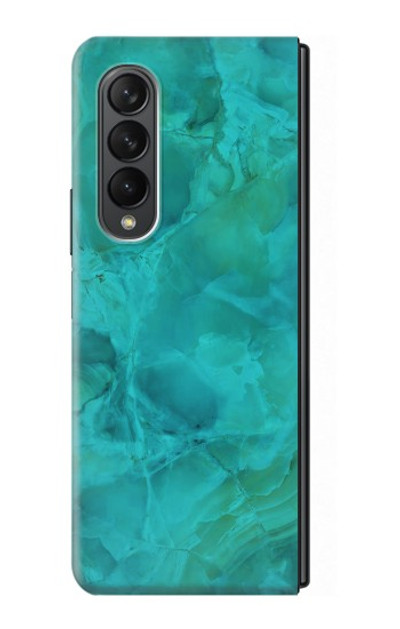 S3147 Aqua Marble Stone Case For Samsung Galaxy Z Fold 3 5G