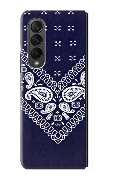 S3357 Navy Blue Bandana Pattern Case For Samsung Galaxy Z Fold 3 5G