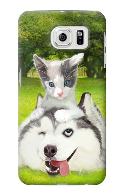 S3795 Grumpy Kitten Cat Playful Siberian Husky Dog Paint Case Cover Custodia per Samsung Galaxy S7 Edge