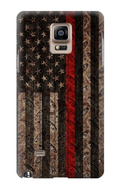 S3804 Fire Fighter Metal Red Line Flag Graphic Case Cover Custodia per Samsung Galaxy Note 4