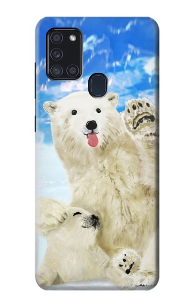 S3794 Arctic Polar Bear in Love with Seal Paint Case Cover Custodia per Samsung Galaxy A21s