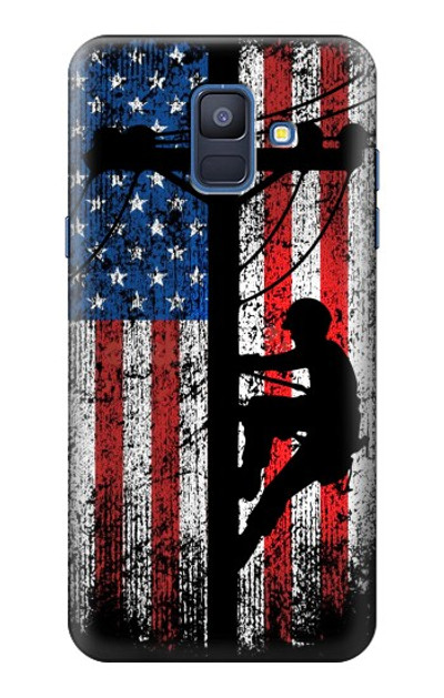 S3803 Electrician Lineman American Flag Case Cover Custodia per Samsung Galaxy A6 (2018)