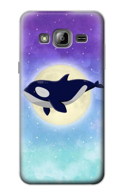 S3807 Killer Whale Orca Moon Pastel Fantasy Case Cover Custodia per Samsung Galaxy J3 (2016)