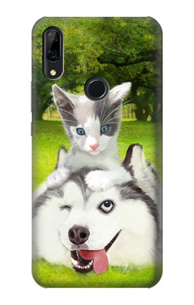 S3795 Grumpy Kitten Cat Playful Siberian Husky Dog Paint Case Cover Custodia per Huawei P Smart Z, Y9 Prime 2019