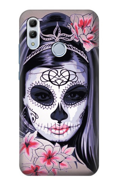 S3821 Sugar Skull Steam Punk Girl Gothic Case Cover Custodia per Huawei Honor 10 Lite, Huawei P Smart 2019