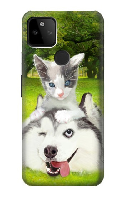 S3795 Grumpy Kitten Cat Playful Siberian Husky Dog Paint Case Cover Custodia per Google Pixel 5A 5G