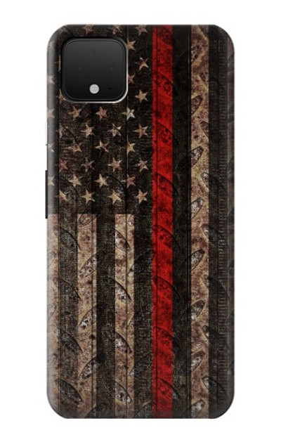 S3804 Fire Fighter Metal Red Line Flag Graphic Case Cover Custodia per Google Pixel 4 XL