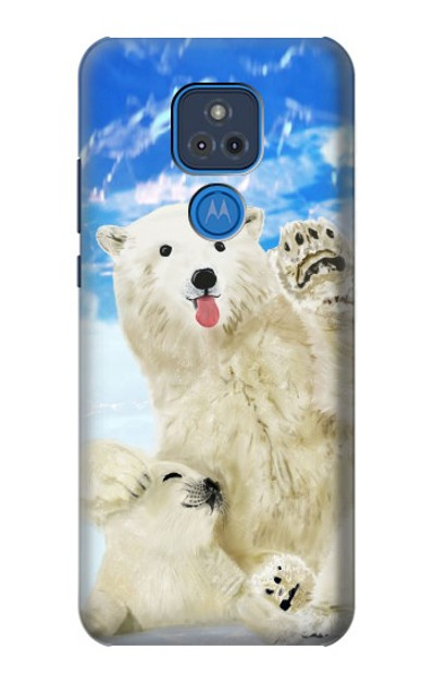 S3794 Arctic Polar Bear in Love with Seal Paint Case Cover Custodia per Motorola Moto G Play (2021)