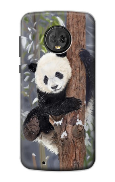 S3793 Cute Baby Panda Snow Painting Case Cover Custodia per Motorola Moto G6