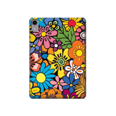 S3281 Colorful Hippie Flowers Pattern Case Cover Custodia per iPad mini 6 7, iPad mini (2021,2024)