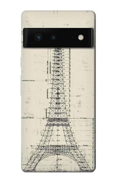 S3474 Eiffel Architectural Drawing Case Cover Custodia per Google Pixel 6