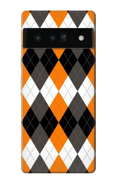 S3421 Black Orange White Argyle Plaid Case Cover Custodia per Google Pixel 6 Pro