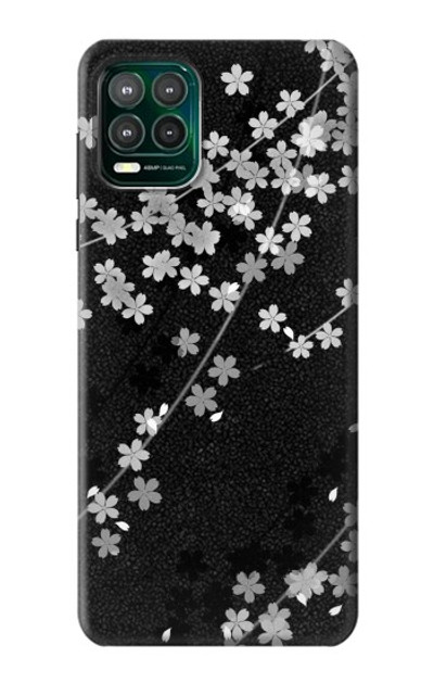 S2544 Japanese Kimono Style Black Flower Pattern Case Cover Custodia per Motorola Moto G Stylus 5G