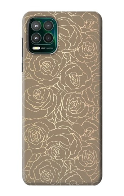 S3466 Gold Rose Pattern Case Cover Custodia per Motorola Moto G Stylus 5G