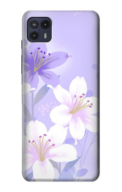 S2361 Purple White Flowers Case Cover Custodia per Motorola Moto G50 5G [for G50 5G only. NOT for G50]