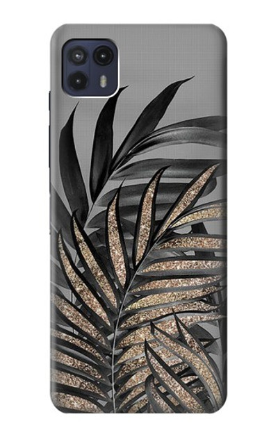 S3692 Gray Black Palm Leaves Case Cover Custodia per Motorola Moto G50 5G [for G50 5G only. NOT for G50]