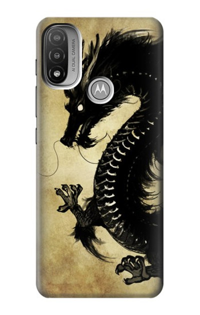 S1482 Black Dragon Painting Case Cover Custodia per Motorola Moto E20,E30,E40