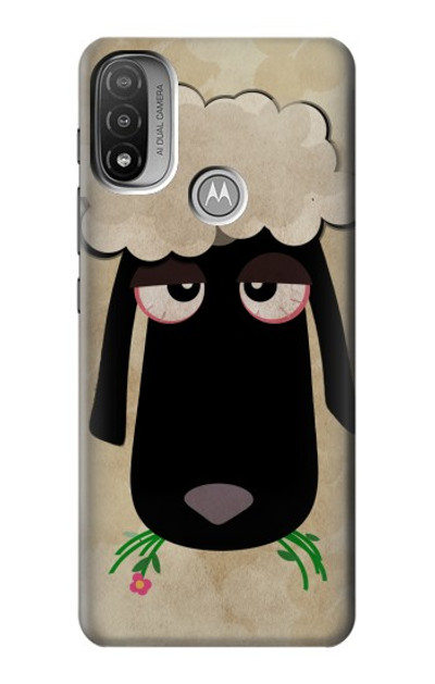 S2826 Cute Cartoon Unsleep Black Sheep Case Cover Custodia per Motorola Moto E20,E30,E40