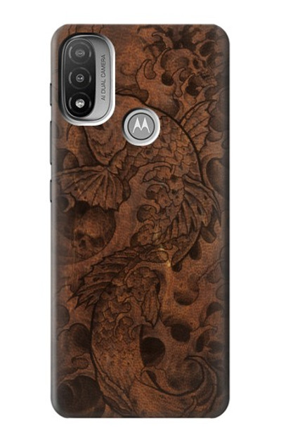 S3405 Fish Tattoo Leather Graphic Print Case Cover Custodia per Motorola Moto E20,E30,E40