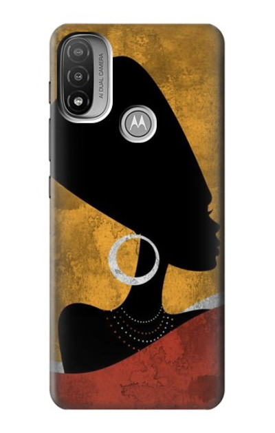 S3453 African Queen Nefertiti Silhouette Case Cover Custodia per Motorola Moto E20,E30,E40