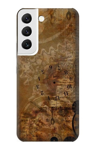 S3456 Vintage Paper Clock Steampunk Case Cover Custodia per Samsung Galaxy S22