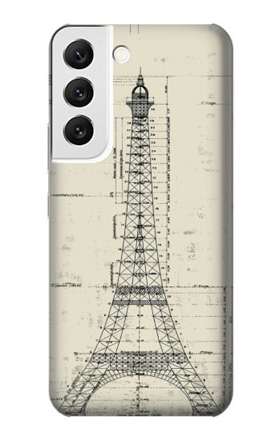 S3474 Eiffel Architectural Drawing Case Cover Custodia per Samsung Galaxy S22