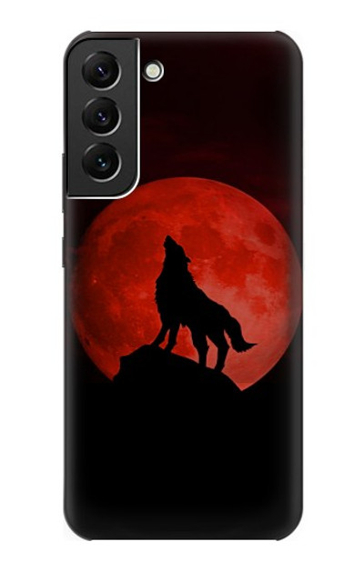 S2955 Wolf Howling Red Moon Case Cover Custodia per Samsung Galaxy S22 Plus