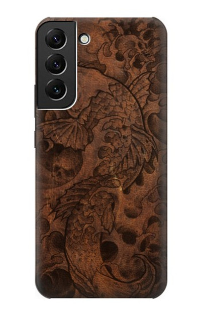 S3405 Fish Tattoo Leather Graphic Print Case Cover Custodia per Samsung Galaxy S22 Plus