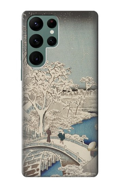 S3350 Utagawa Hiroshige Drum Bridge Yuhi Hill in Meguro Case Cover Custodia per Samsung Galaxy S22 Ultra