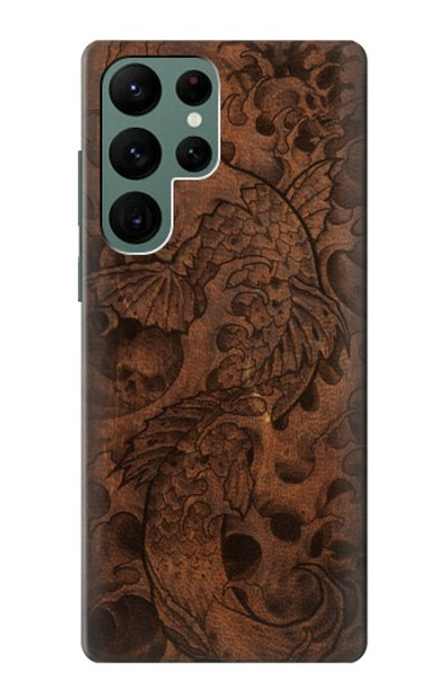 S3405 Fish Tattoo Leather Graphic Print Case Cover Custodia per Samsung Galaxy S22 Ultra