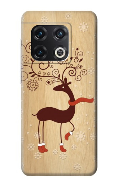 S3081 Wooden Raindeer Graphic Printed Case Cover Custodia per OnePlus 10 Pro