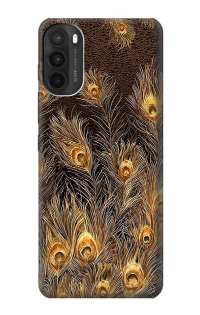 S3691 Gold Peacock Feather Case Cover Custodia per Motorola Moto G71 5G