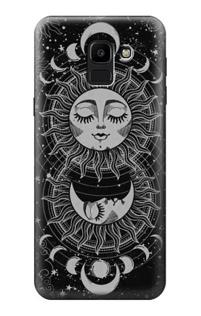 S3854 Mystical Sun Face Crescent Moon Case Cover Custodia per Samsung Galaxy J6 (2018)