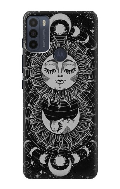 S3854 Mystical Sun Face Crescent Moon Case Cover Custodia per Motorola Moto G50
