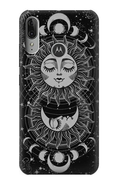 S3854 Mystical Sun Face Crescent Moon Case Cover Custodia per Motorola Moto E6 Plus, Moto E6s